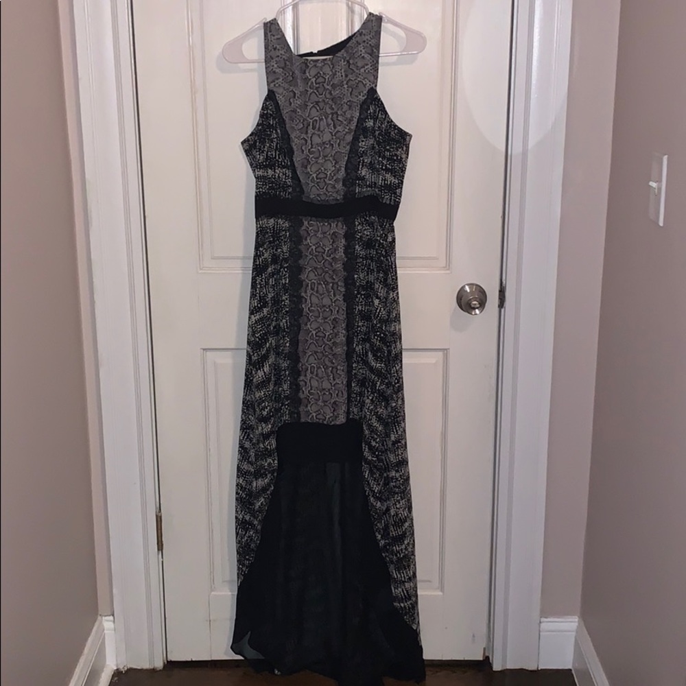 BCBG Patterned high-low dress.